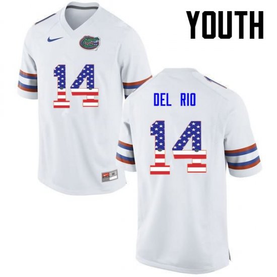 Youth Florida Gators #14 Luke Del Rio NCAA Nike White USA Flag Fashion Authentic Stitched College Football Jersey NOW4862HZ